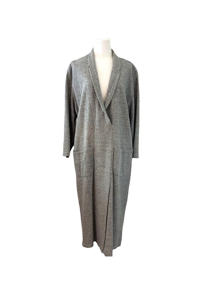 Vtg 1980s Norma Kamali Sweatshirt Dress Size L Gray Pockets Athleisure Rare